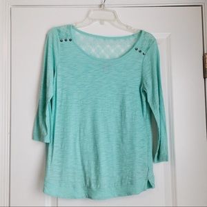 Express 3/4 length Crochet Back Top • small